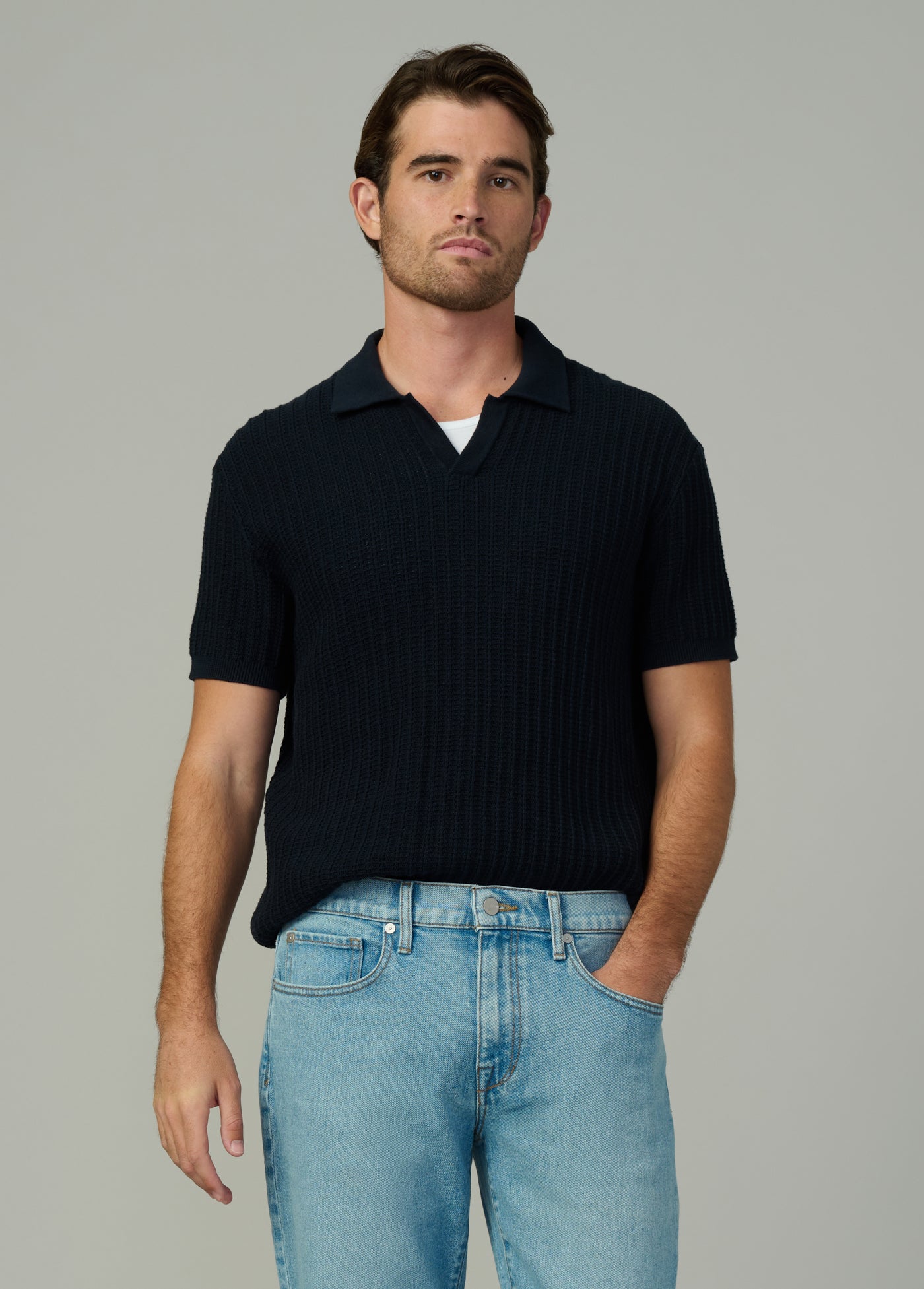 TEXTURED SWEATER POLO