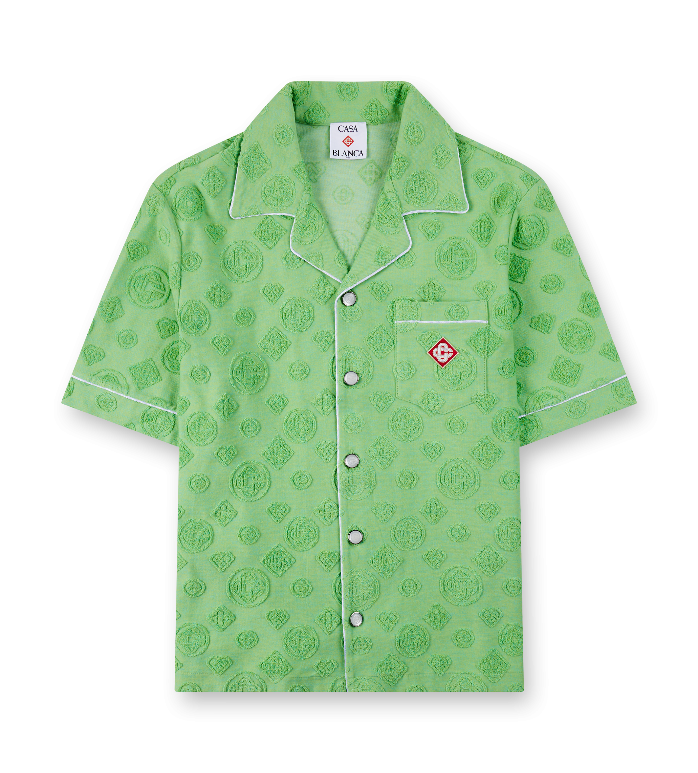 Casablanca Towelling Monogram Short Sleeve Shirt in Green