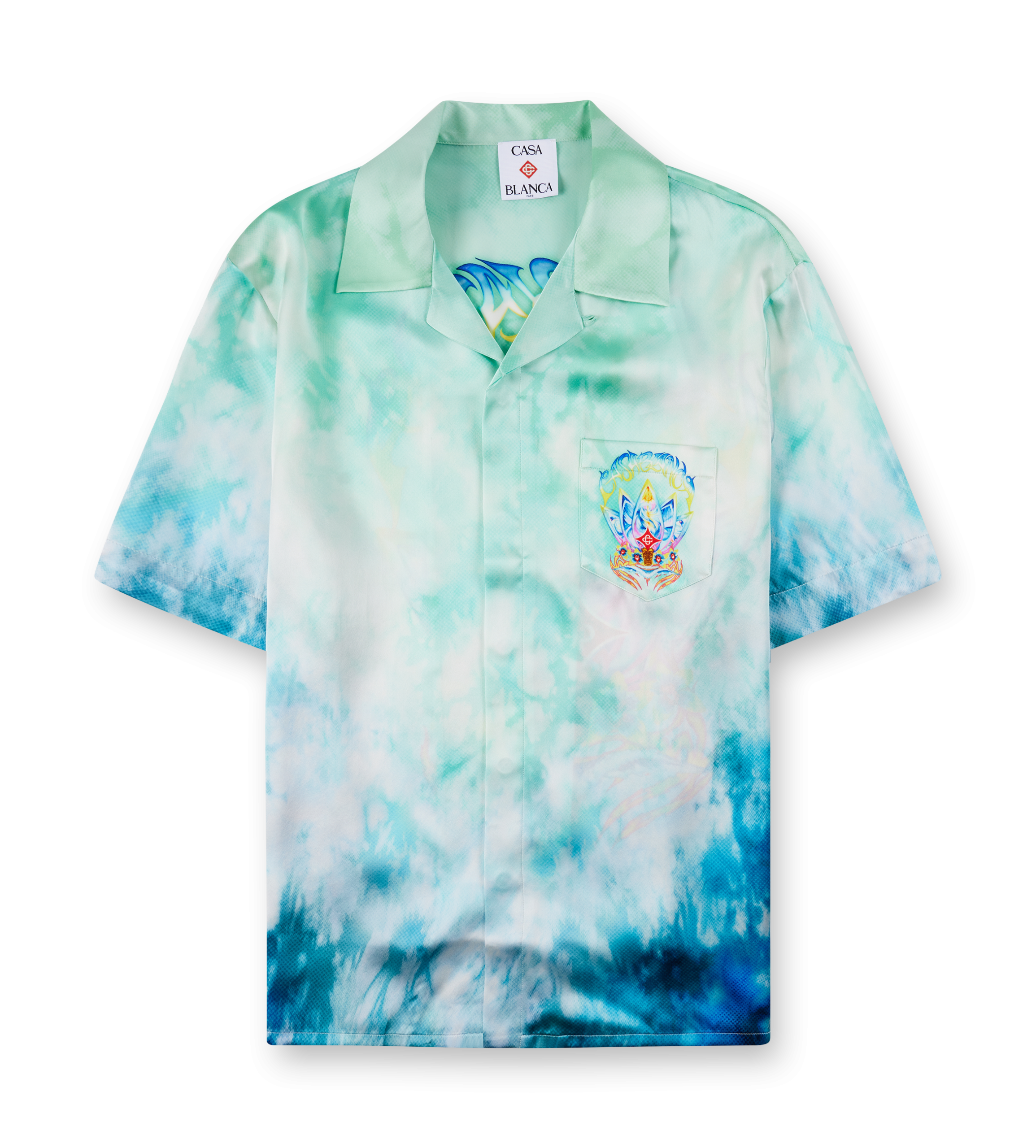 Casablanca Surf Lotus Silk Shirt in Blue