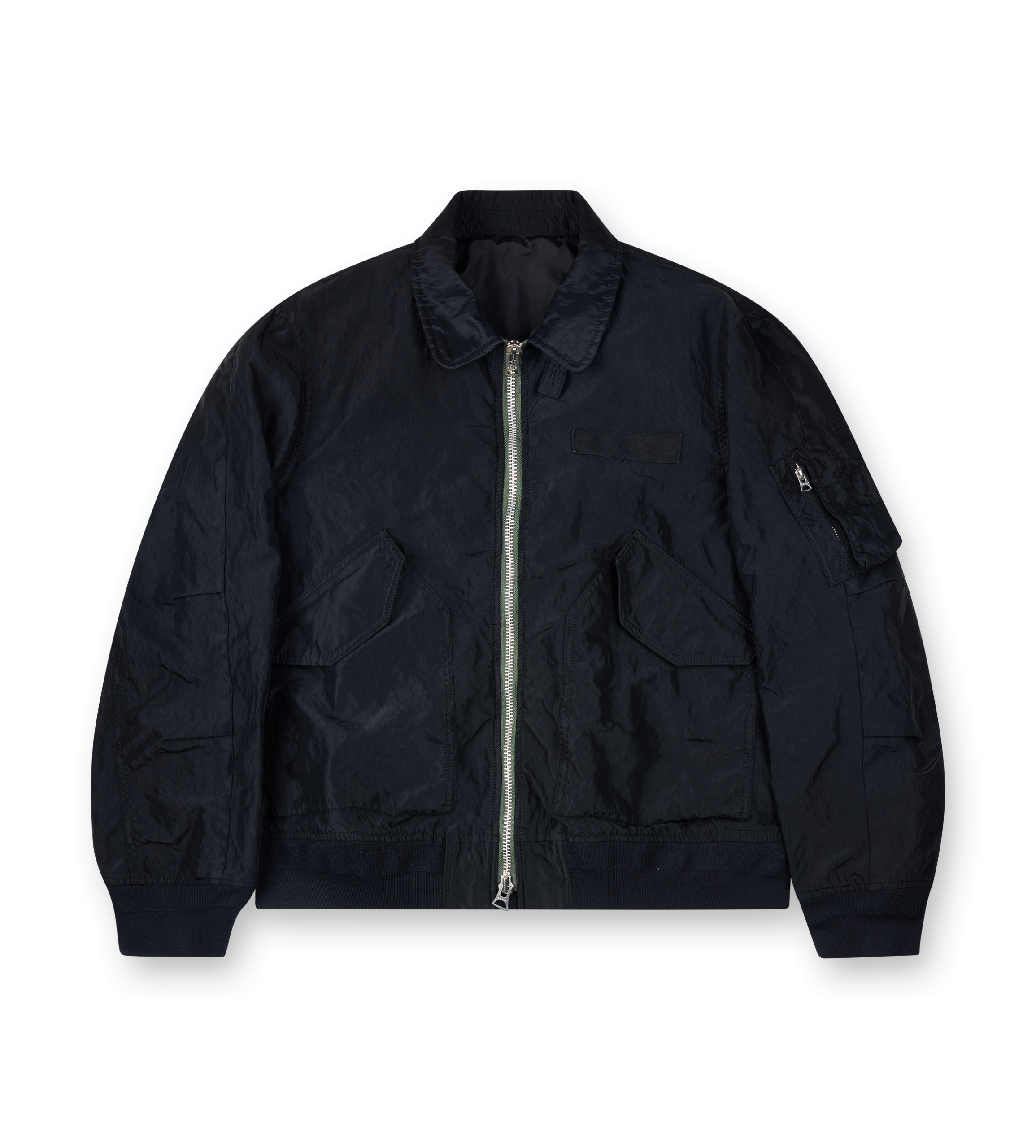 Sacai Treated Nylon Twill Blouson Bomber Jacket in Black
